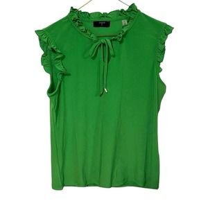 Tahari Green Sleeveless Ruffled Blouse Size Small/Petite